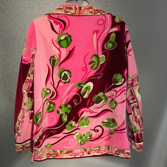Vintage Emilio Pucci Velvet Jacket Pinks n Green Tulips..🌷